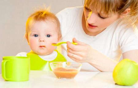 Ребенок 7 месяцев кушает с ложечки