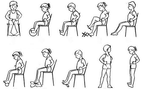 На рисунке показаны различные упражнения для ног
